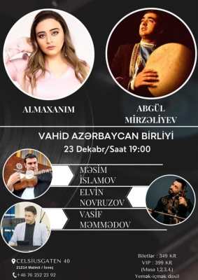Almaxanım Əhmədli və sənət dostları İsveçdə konsert verib