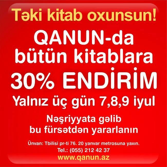 "Qanun" nəşriyyatında 30 faiz endirim başlanıb