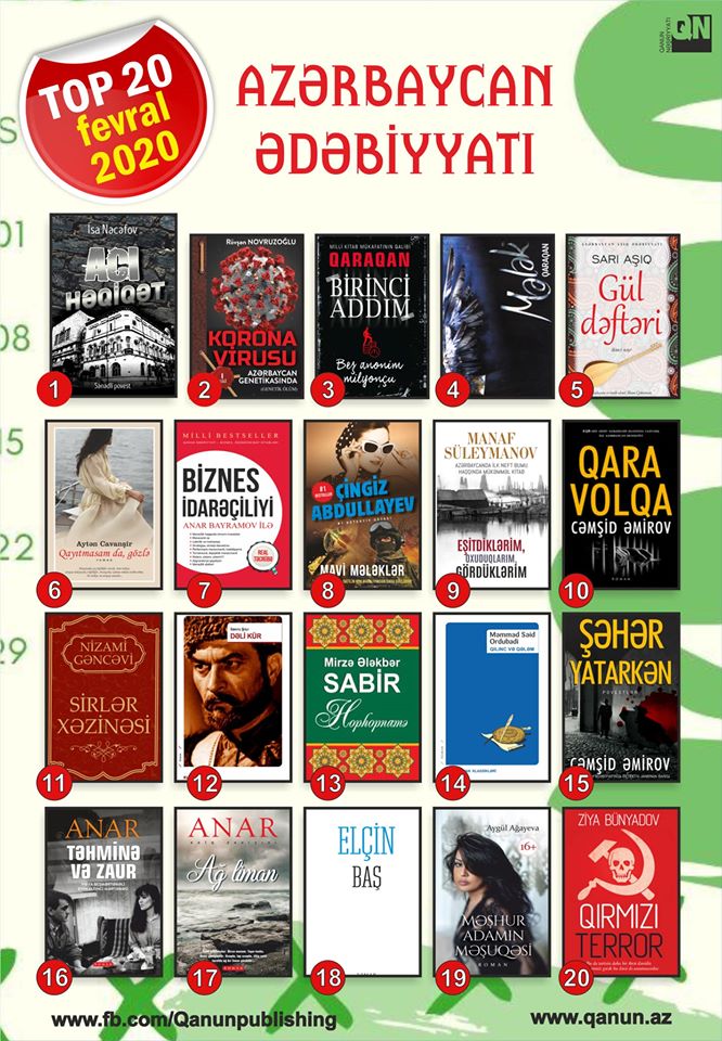 Fevralda ən çox satılan Azərbaycan ədəbiyyatının siyahısı