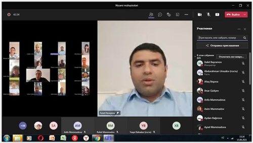 Fərid Hüseyn “Tanımadığımız Nizami” adlı mühazirə oxuyub